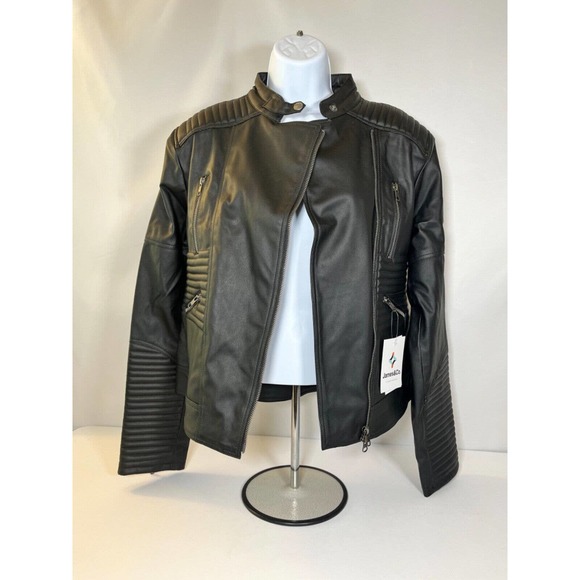 James & Co Bomber Jacket Vegan Leather - M New With Tags - Picture 4 of 4